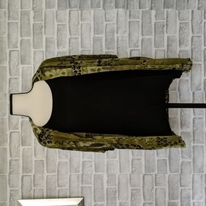 Notations Collared Blouse with Attached Tank Top, Green/Black; Medium